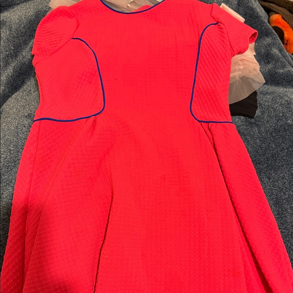 My Michelle Hot Pink Dress with Blue Trim